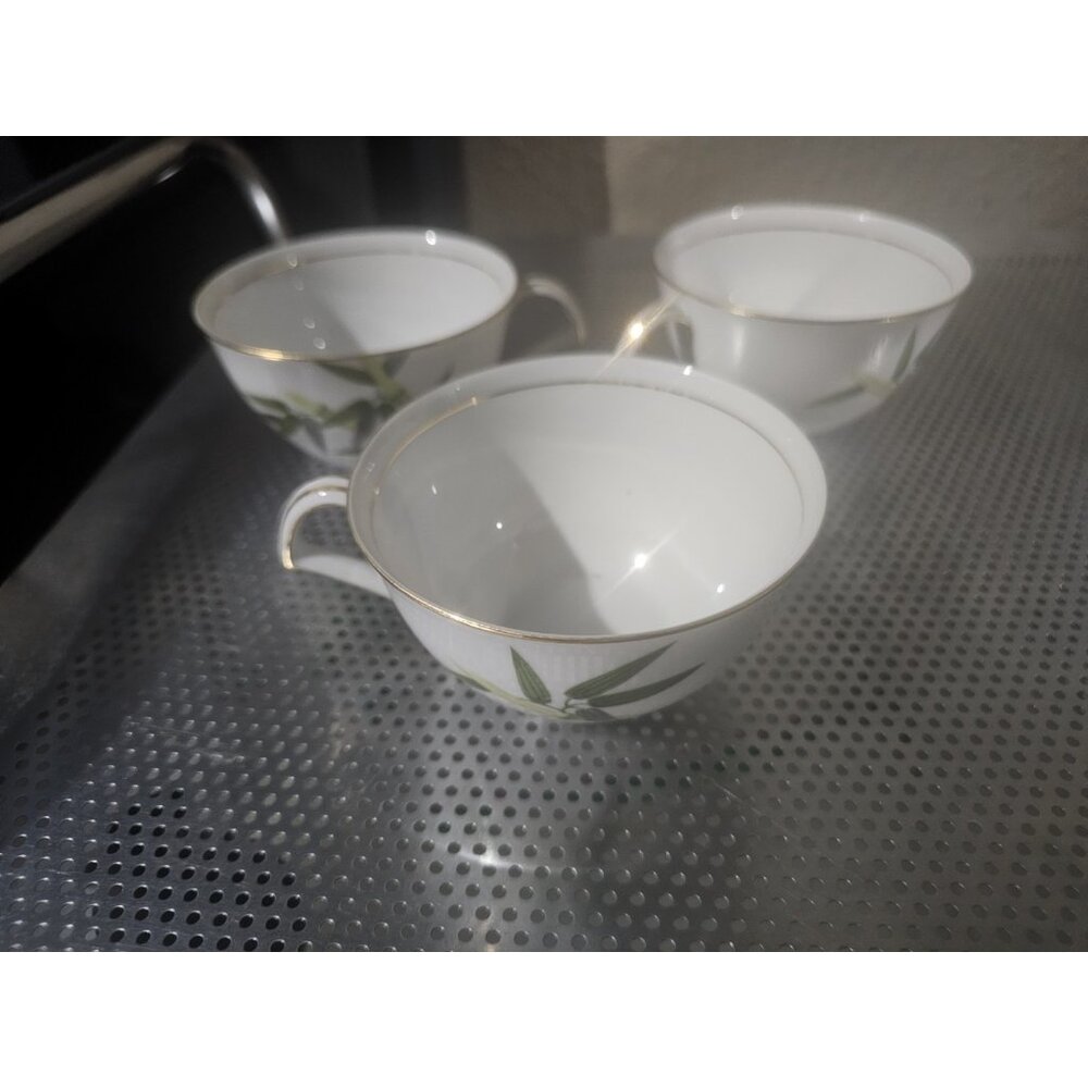 Narumi Bone China Spring Bamboo Set Of 3 Teacups Vintage
